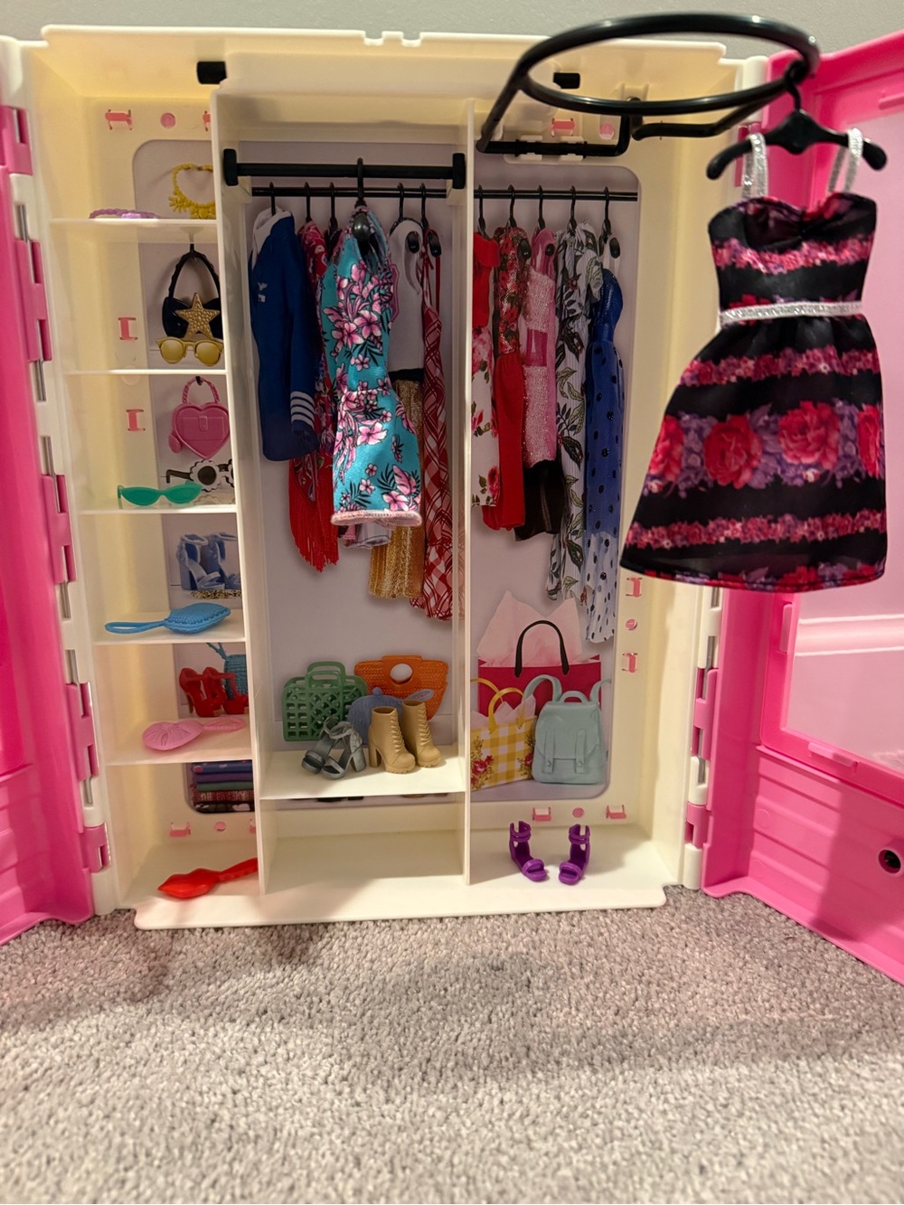 Barbie Pink and White Ultimate Closet Playset with Hanging Rods and Accessories